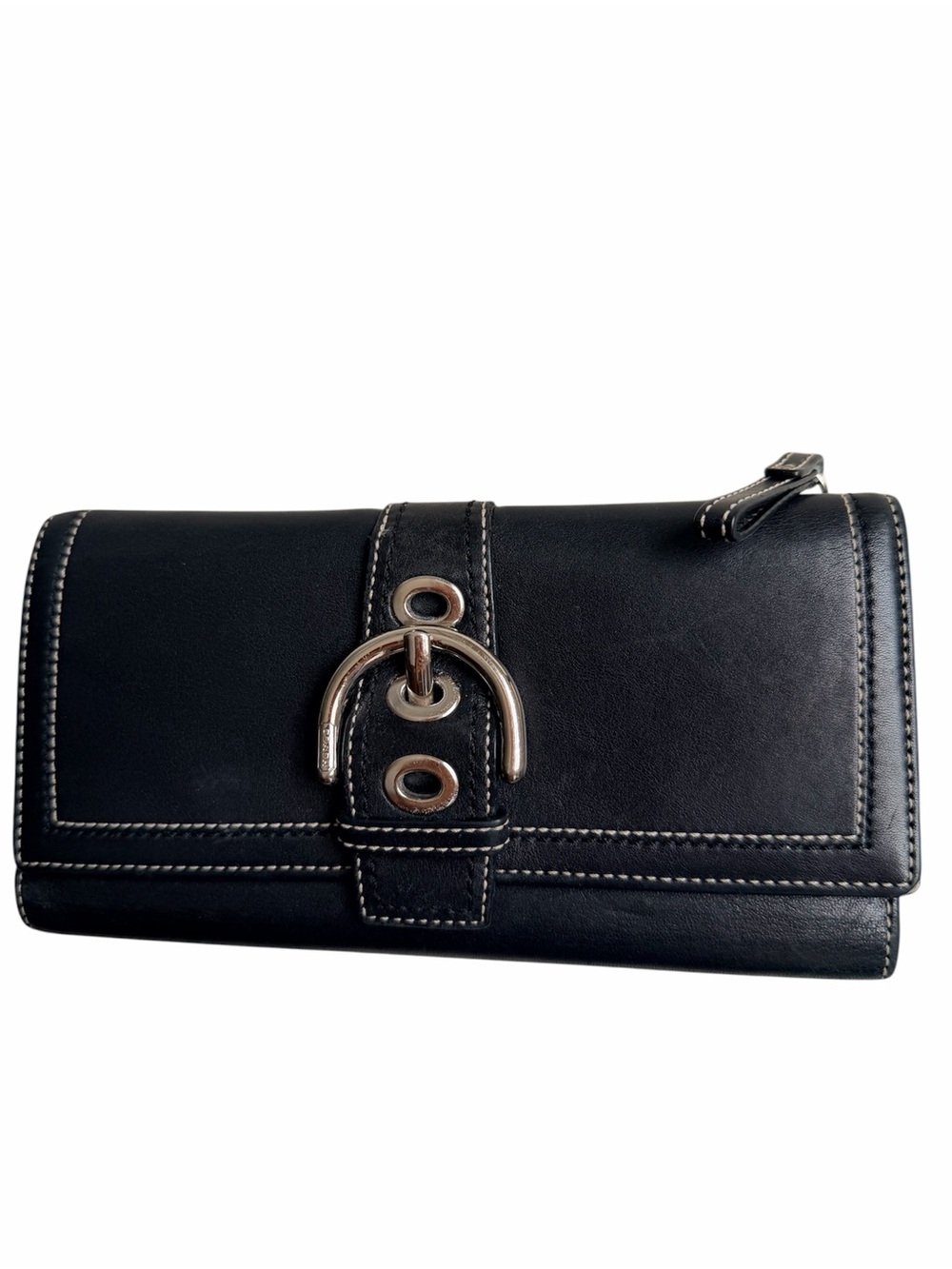 Y2K 2000’S Vintage COACH Classic Soho Buckle Black Large Leather Women’s Wallet